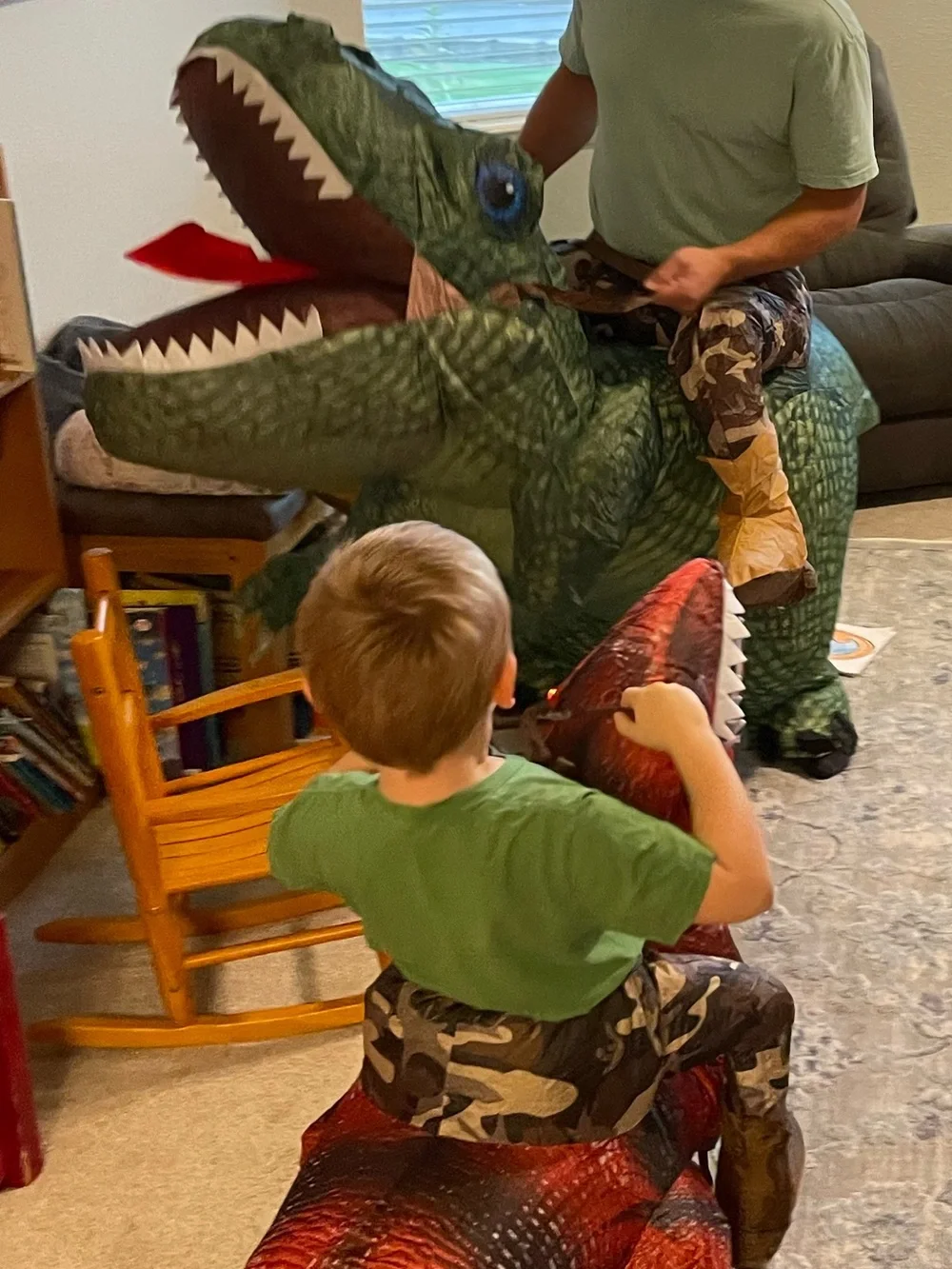Inflatable Dinosaur Rider Costume Adult Halloween Blowup